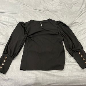 Black blouse with button sleeves XL